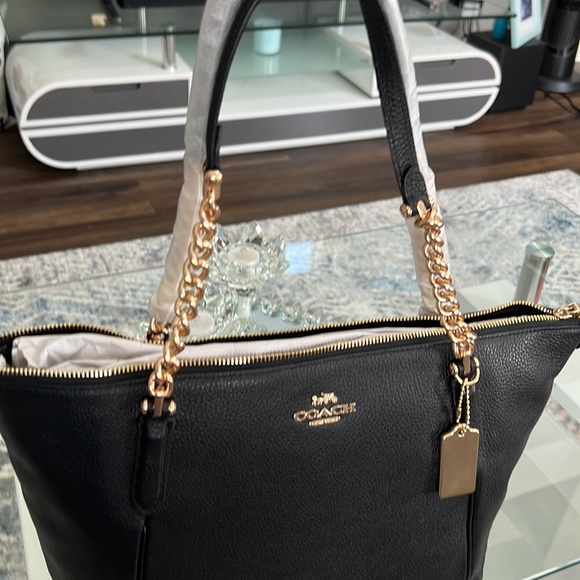 Coach Black Ava Chain Tote - Picture 5 of 7